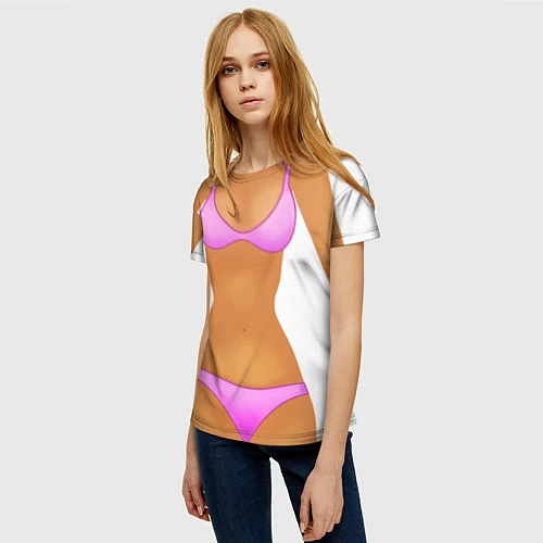 Женская футболка Tanned body / 3D-принт – фото 3