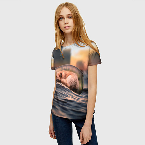 Женская футболка Лисенок в бутылке / 3D-принт – фото 3