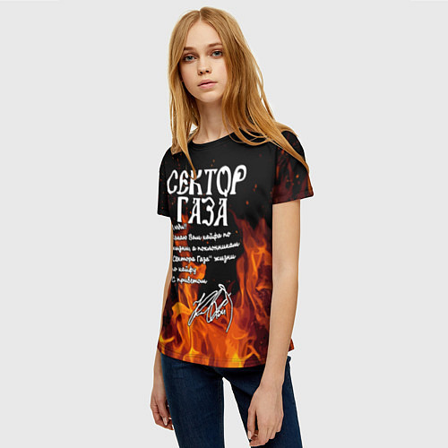 Женская футболка СЕКТОР ГАЗА FIRE / 3D-принт – фото 3