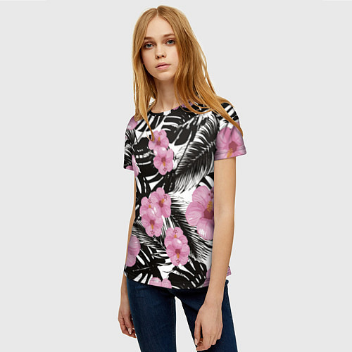 Женская футболка Тропический Стиль / 3D-принт – фото 3