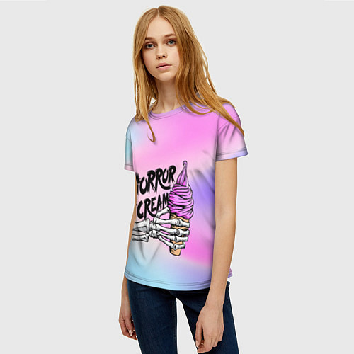 Женская футболка Жуткое мороженое / 3D-принт – фото 3