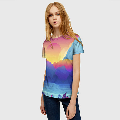 Женская футболка Красочные Горы / 3D-принт – фото 3