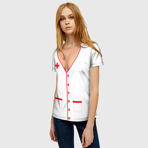Женская футболка Халат медсестры / 3D-принт – фото 3