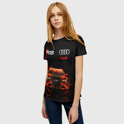 Женская футболка AUDI RS 5 FIRE АУДИ РС 5 / 3D-принт – фото 3