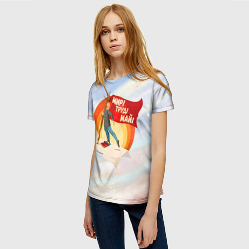Женская футболка Лозунг / 3D-принт – фото 3