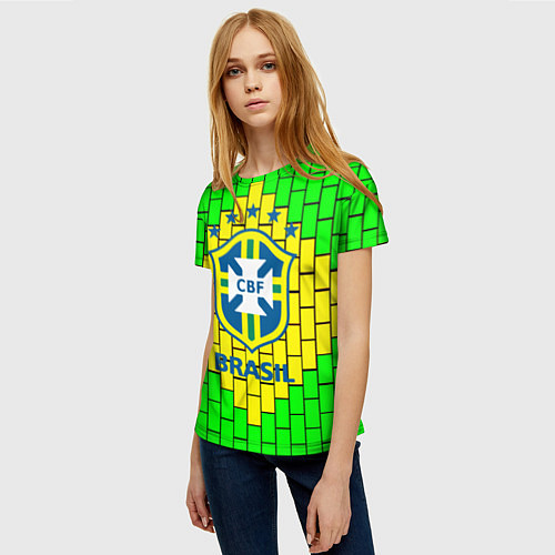 Женская футболка Сборная Бразилии / 3D-принт – фото 3