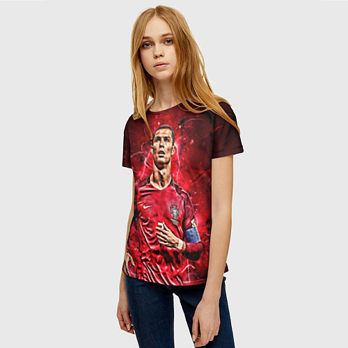 Женская футболка Cristiano Ronaldo Portugal / 3D-принт – фото 3
