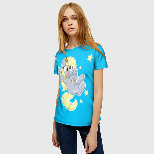 Женская футболка Пони в звёздном небе / 3D-принт – фото 3