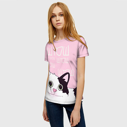 Женская футболка Котик штош / 3D-принт – фото 3