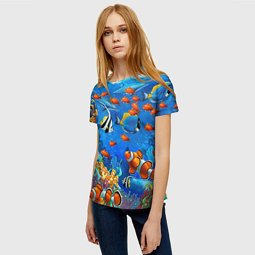 Женская футболка Коралловые рыбки / 3D-принт – фото 3