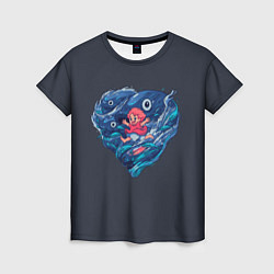Футболка женская Ocean heart Totoro, цвет: 3D-принт