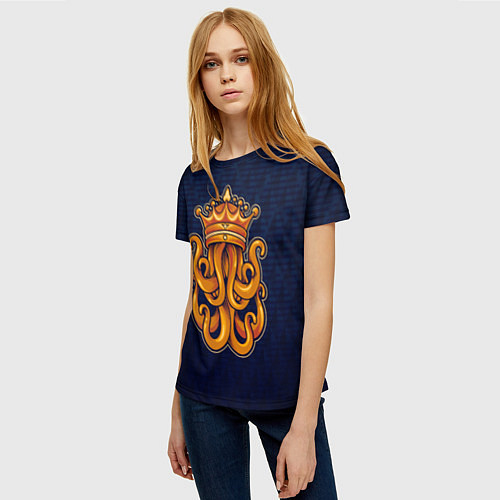 Женская футболка Кракен в короне / 3D-принт – фото 3
