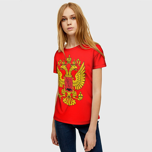 Женская футболка РОССИЯ RUSSIA UNIFORM / 3D-принт – фото 3
