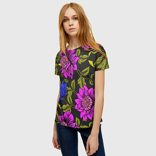 Женская футболка Цветочный Паттерн / 3D-принт – фото 3
