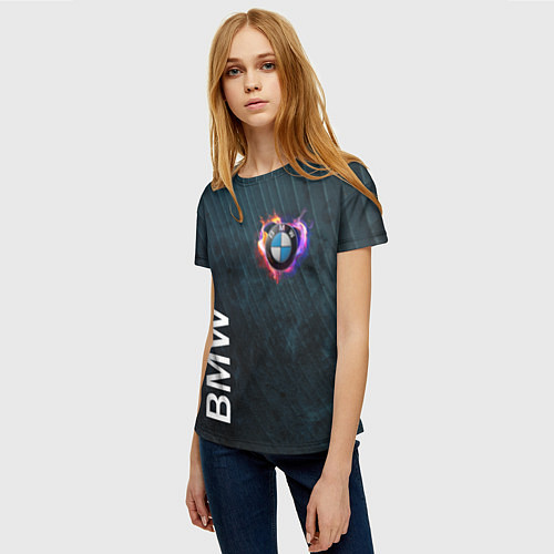 Женская футболка BMW Heart Grooved Texture / 3D-принт – фото 3