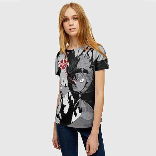 Женская футболка Черный Аста демон Чёрный клевер / 3D-принт – фото 3