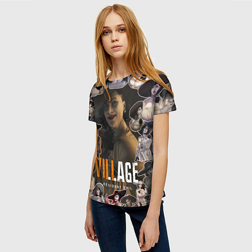 Женская футболка Dimitrescu stikers style / 3D-принт – фото 3