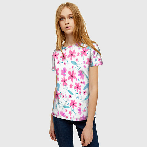Женская футболка Цветочный узор / 3D-принт – фото 3