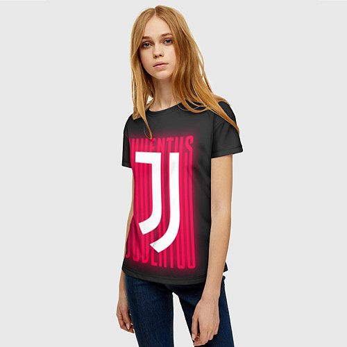 Женская футболка JUVENTUS ЮВЕНТУС НЕОН / 3D-принт – фото 3