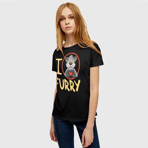 Женская футболка I love furry / 3D-принт – фото 3