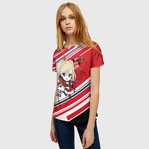 Женская футболка Милашная анимешная Харли Квинн / 3D-принт – фото 3