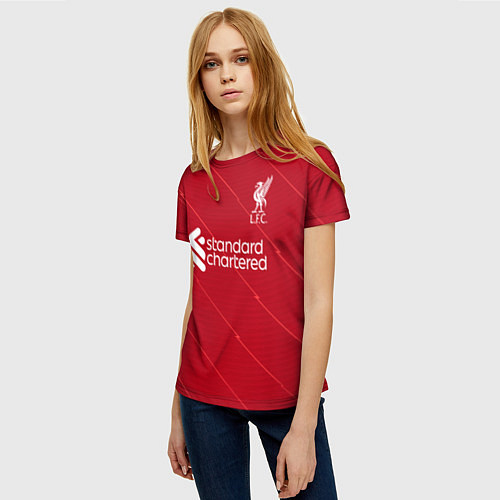 Женская футболка Салах Ливерпуль форма 202122 / 3D-принт – фото 3