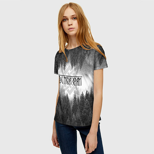 Женская футболка Клыки леса / 3D-принт – фото 3