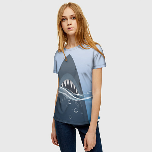 Женская футболка Акула под водой / 3D-принт – фото 3