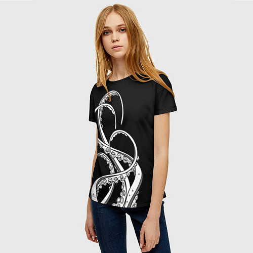 Женская футболка Octopus Black and White / 3D-принт – фото 3