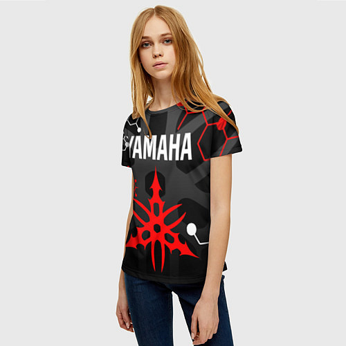 Женская футболка YAMAHA ЯМАХА МОТОСПОРТ / 3D-принт – фото 3