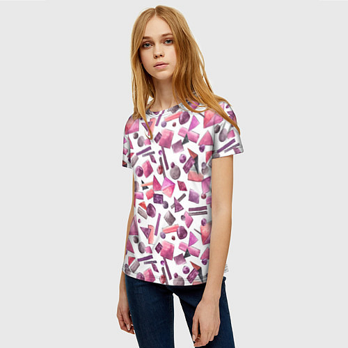 Женская футболка Геометрический розовый / 3D-принт – фото 3