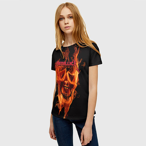Женская футболка Metallica Flame / 3D-принт – фото 3