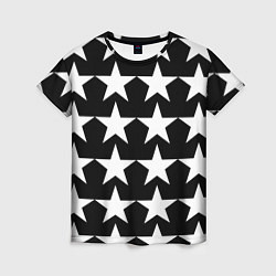 Футболка женская Белые звёзды на чёрном фоне, цвет: 3D-принт