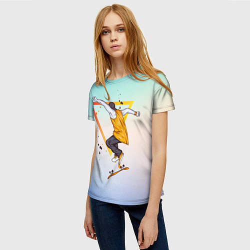 Женская футболка Скейтер / 3D-принт – фото 3