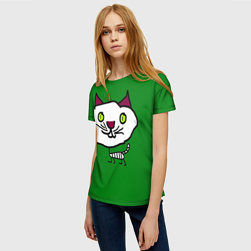 Женская футболка Странный котик / 3D-принт – фото 3