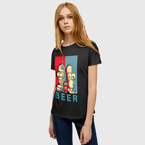 Женская футболка Гомер х Бендер / 3D-принт – фото 3