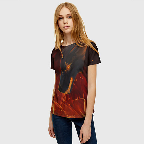 Женская футболка ОГНЕНЫЙ ВОЛК, 3d / 3D-принт – фото 3