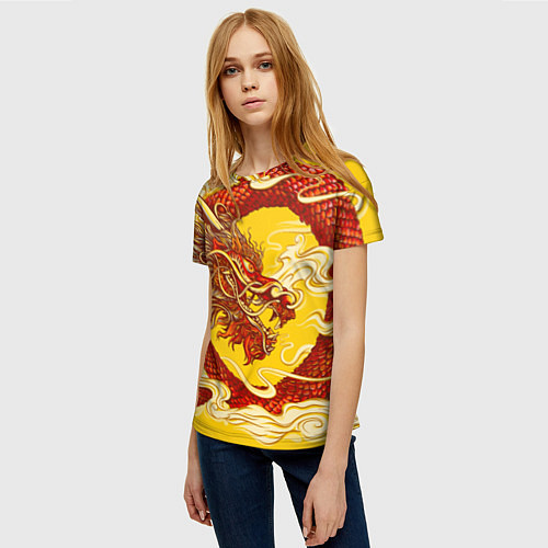 Женская футболка Китайский Дракон, China Dragon / 3D-принт – фото 3