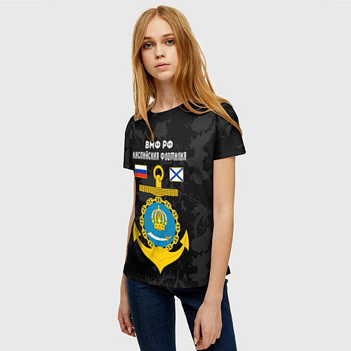 Женская футболка Каспийская флотилия ВМФ России / 3D-принт – фото 3