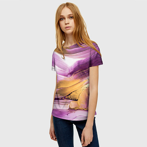 Женская футболка Наслоение красок / 3D-принт – фото 3