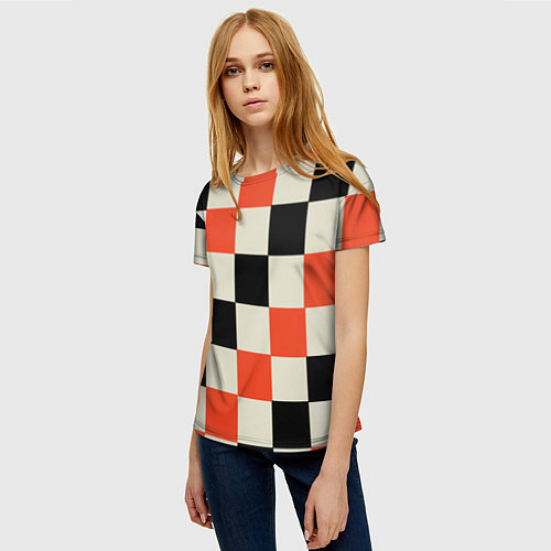 Женская футболка Образец шахматной доски / 3D-принт – фото 3