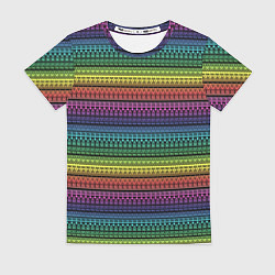Футболка женская Этнический радужный орнамент, цвет: 3D-принт