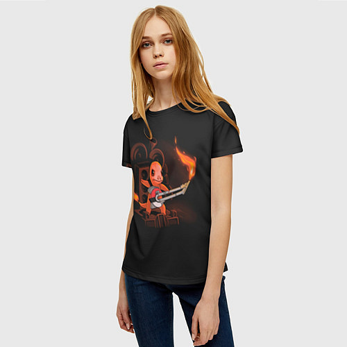 Женская футболка Безумный Чермандер / 3D-принт – фото 3