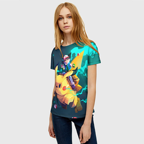 Женская футболка Эш с Пикачу / 3D-принт – фото 3