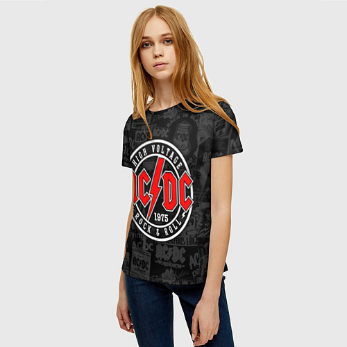 Женская футболка AC DC HIGH VOLTAGE / 3D-принт – фото 3