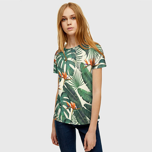 Женская футболка Тропический паттерн / 3D-принт – фото 3