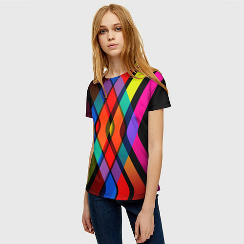 Женская футболка Симметрия красок / 3D-принт – фото 3