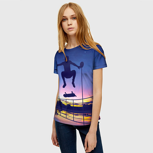 Женская футболка Skateboarding / 3D-принт – фото 3