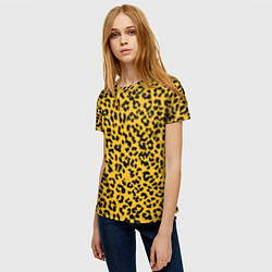 Футболка женская Леопард желтый, цвет: 3D-принт — фото 2
