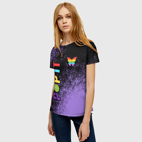 Женская футболка Поп Ит - Бабочка - Спрей / 3D-принт – фото 3